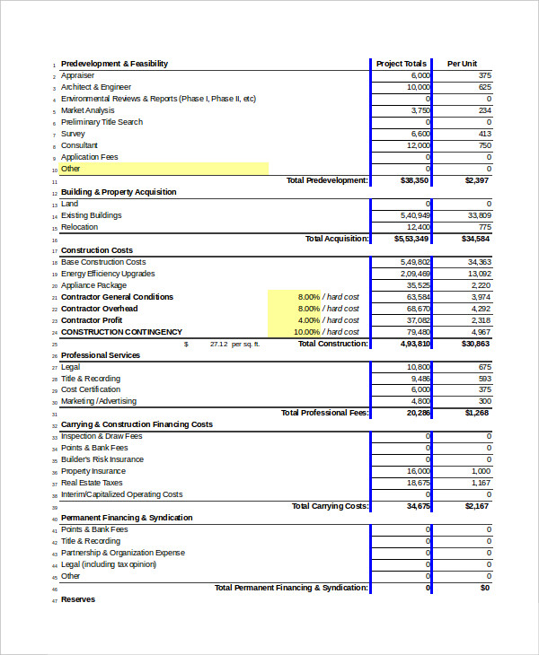 free pro forma template excel