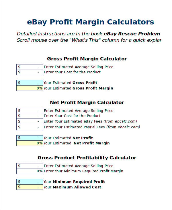 profit margin calculator excel template