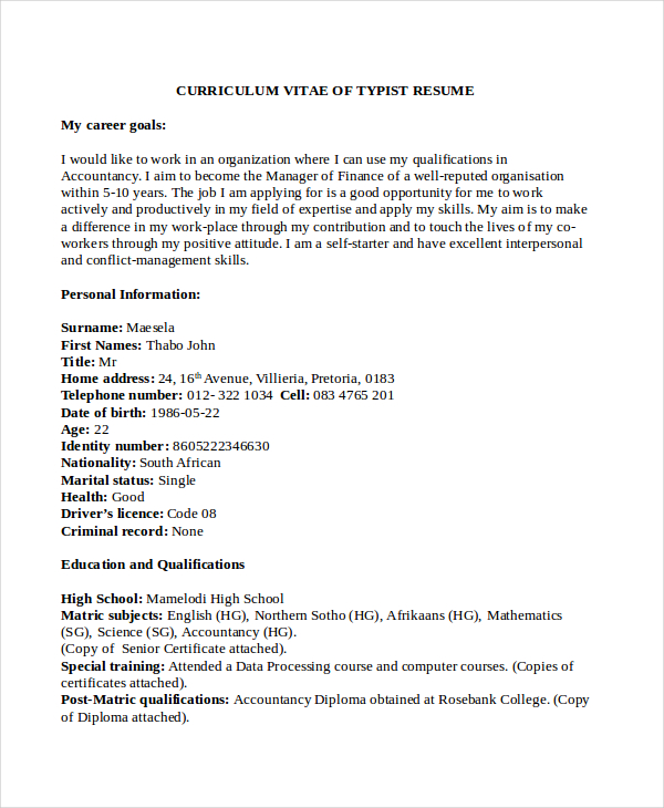 5+ Stenographer Resume Templates - PDF, DOC