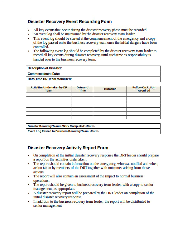 10+ Disaster Recovery Plan Examples Word, Google Docs, Apple Pages