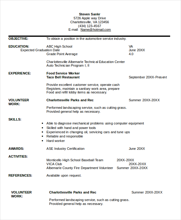 Technician Resume Template - 11+ Word, PDF Documents Download