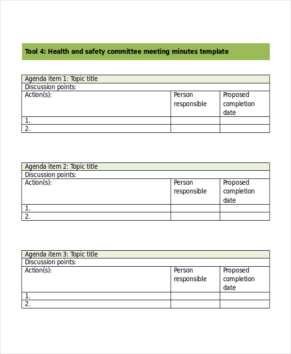 Safety Meeting Minutes Template 13 Free Word PDF Document Download