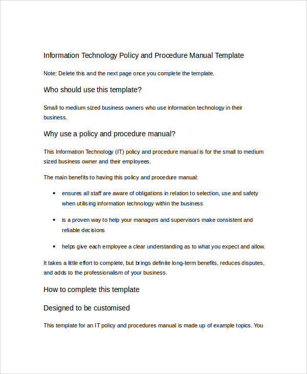 Policy and procedure manual healthcare