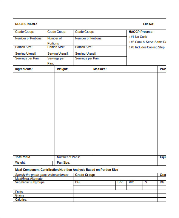 cooking recipe template word