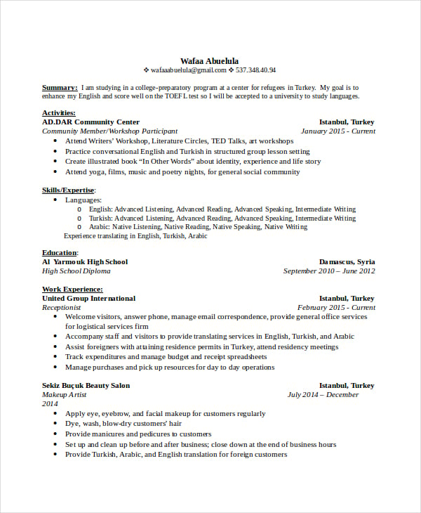 6  manicurist resume templates