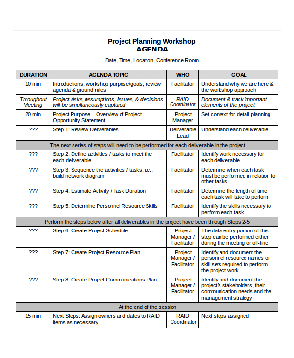 Project Agenda Template 6 Free Word PDF Documents Download