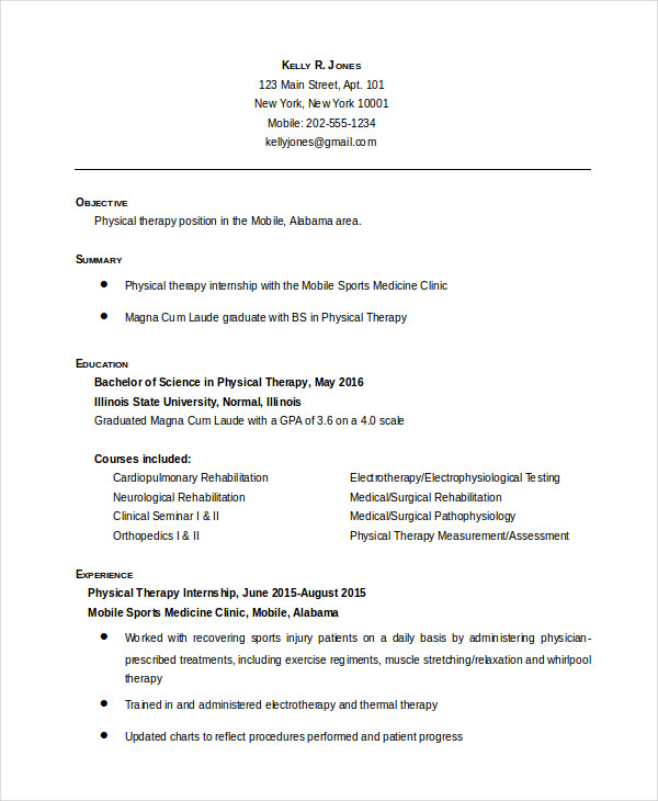 Physical Therapy Cv Template 7401