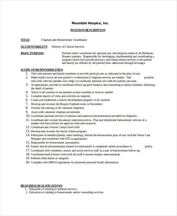 hospice coordinator resume