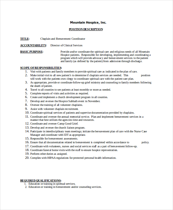 hospice coordinator resume