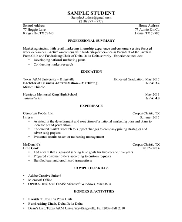 electrical engineering internship resume