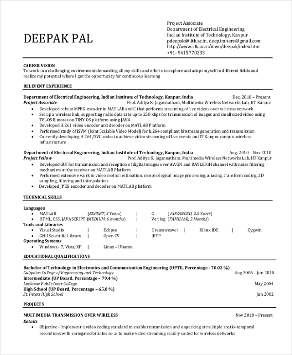 14+ Electrical Engineering Resume Templates - PDF, DOC