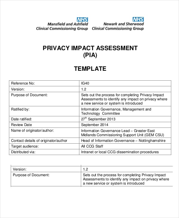 privacy impact assessment template