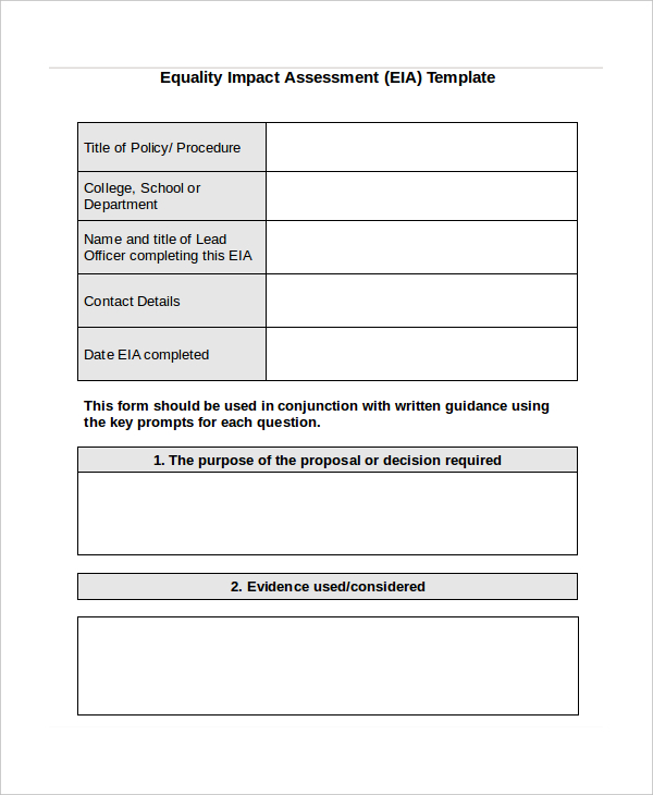 Impact Assessment Template 6 Free Word PDF Documents Download