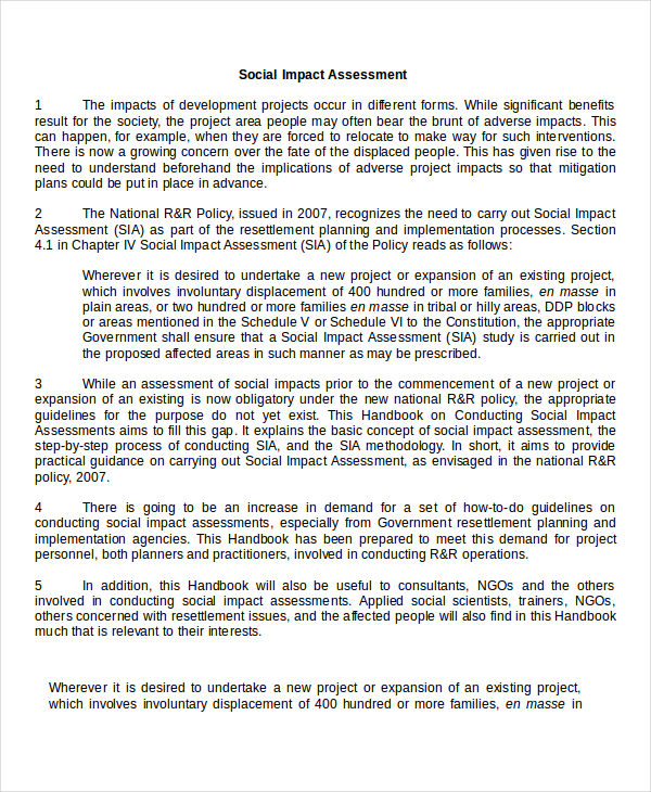 Impact Assessment Template 6  Free Word PDF Documents Download