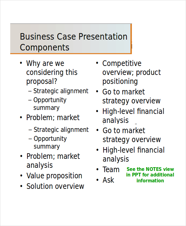 business case presentation template