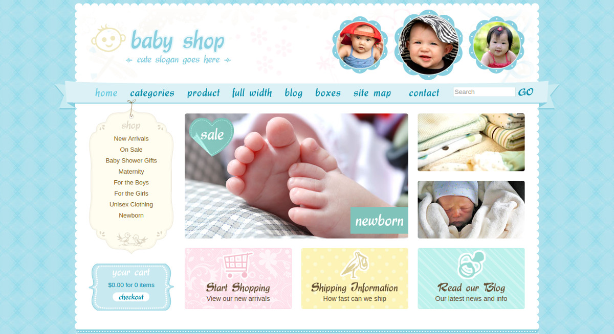 children shopping php website theme