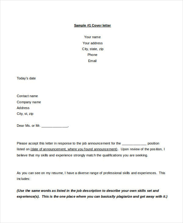 resume cover letter 15 free word pdf documents