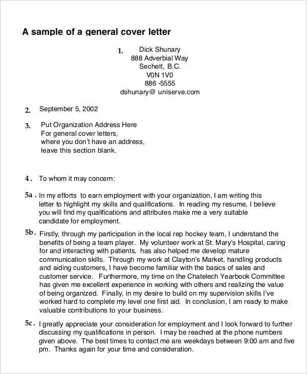 general resume cover letter