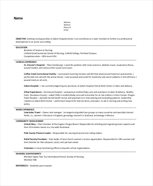 nursing resume cover letter