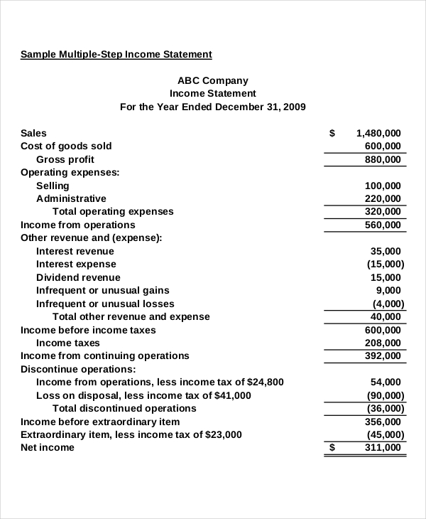 Income Statement Template 14 Free Excel Pdf Word Documents Download 3393