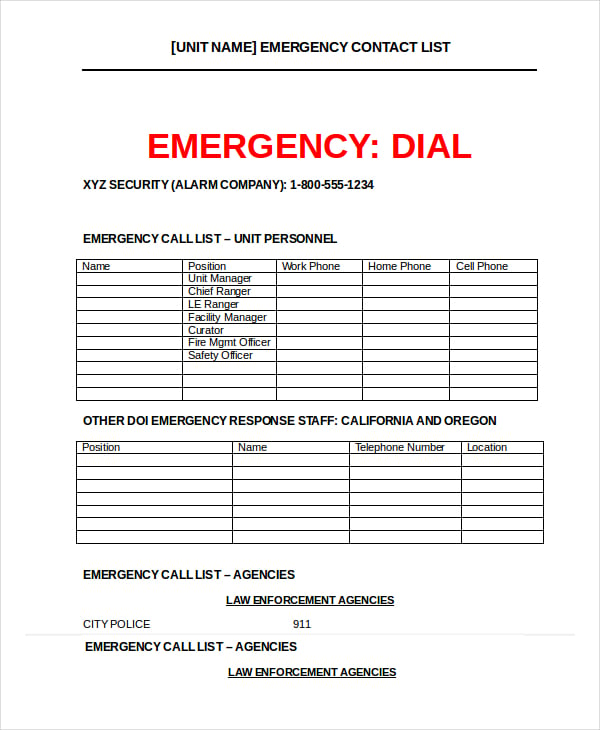 How To Create Your Emergency Contact List Using Our Free Template Vrogue