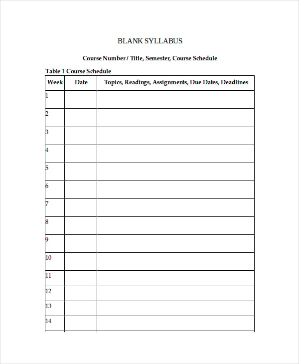 Syllabus Template 11+ Word Documents Download