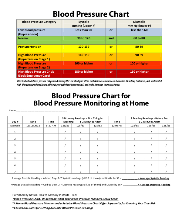 Blood Pressure Chart Template 4 Free Word PDF Document Downloads