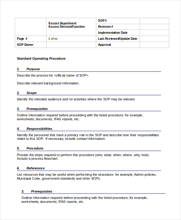 Procedure Template - 23+ Free Word Documents Download