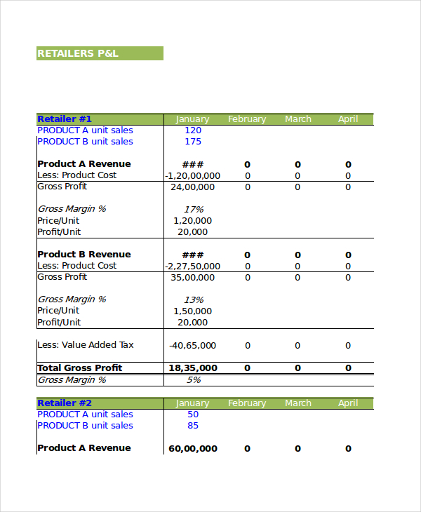 Profit And Loss Template - Income Statement Template Excel