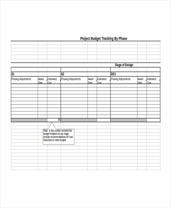 excel project budget tracker template