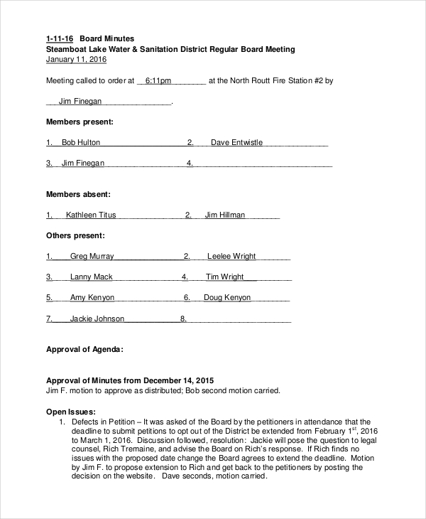 Annual Meeting Minutes Template - 10+ Word, PDF Document Downloads