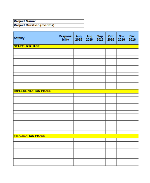 project schedule template for microsoft excel