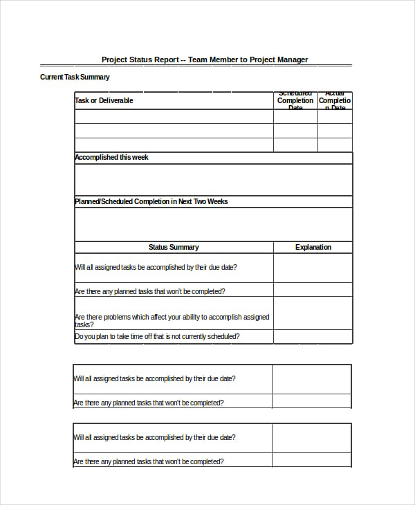 project status report template excel