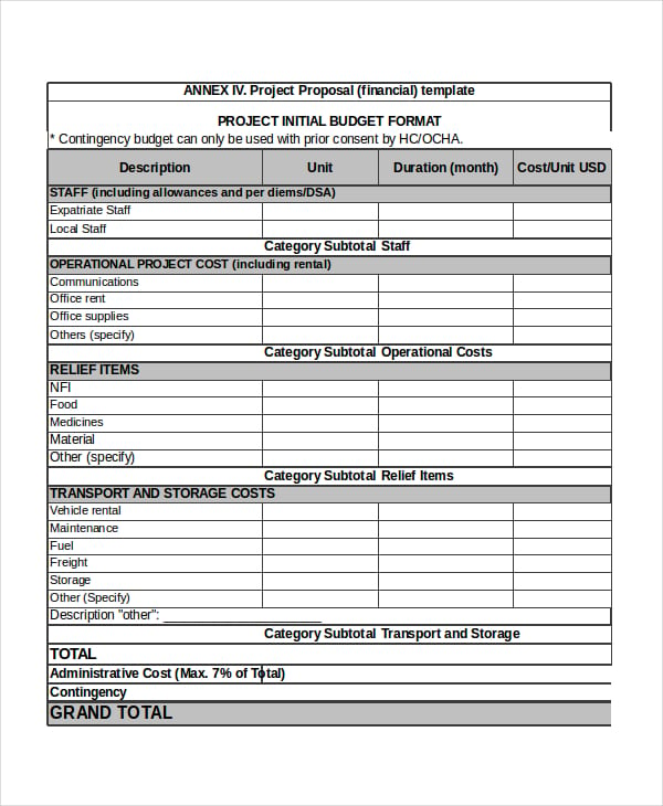 project proposal template excel