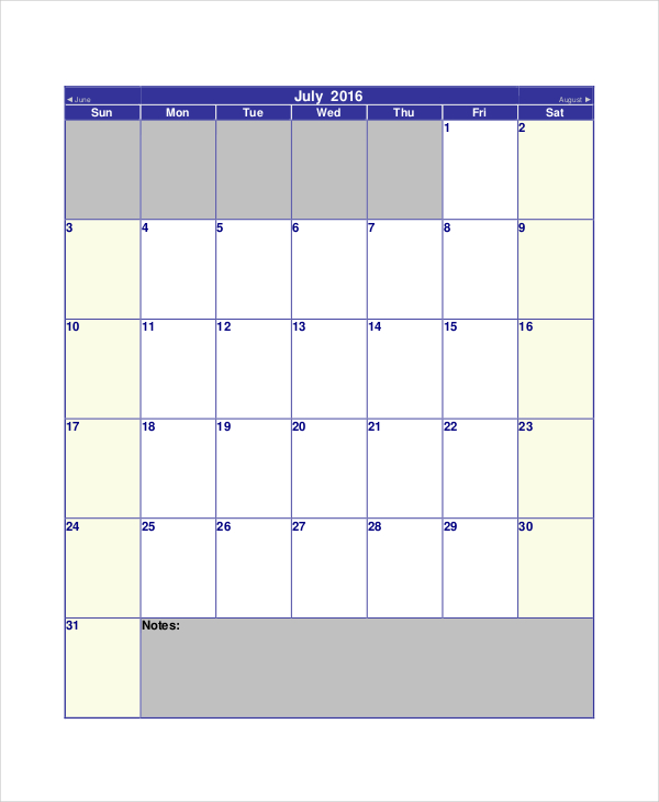 Blank Calendar Template - 11+ Free Word, Excel, PDF Documents Download