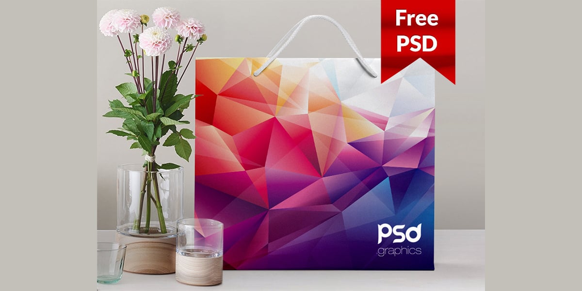 shopping bag mockup with plant