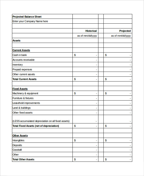 Business Balance Sheet Template Excel 6513