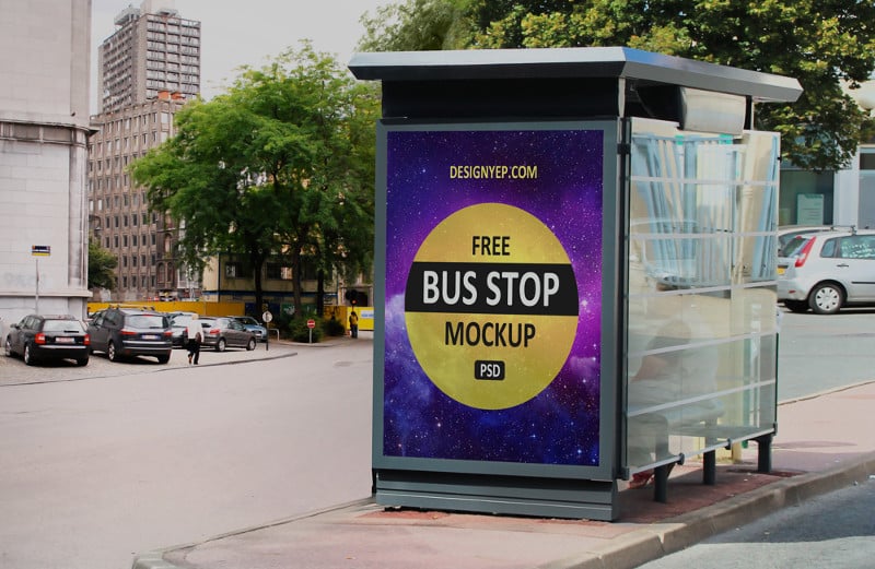 free psd bus stop billboard design
