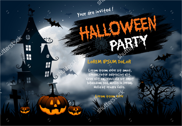 editable halloween night party invitation