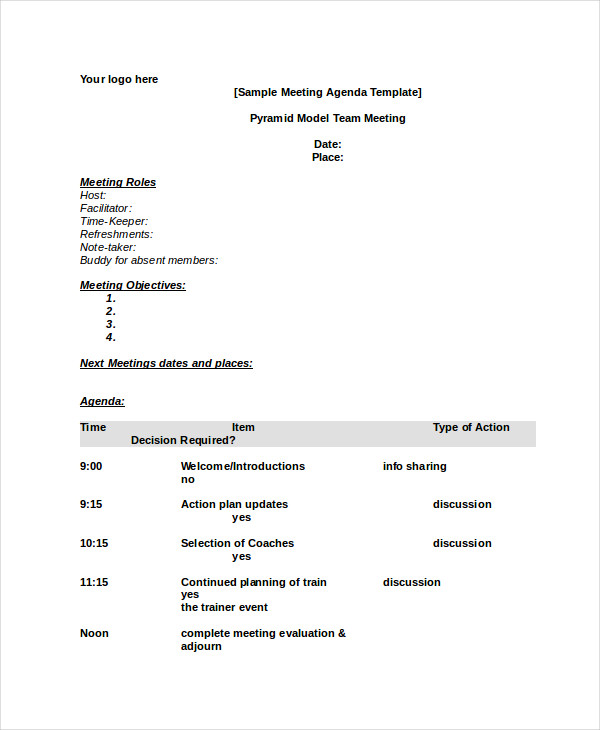 meeting agenda template word