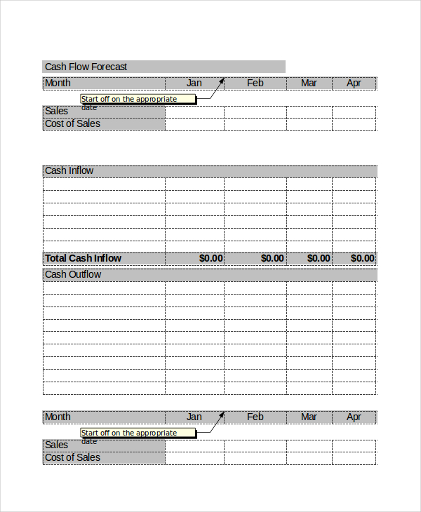 blank cash flow template excel