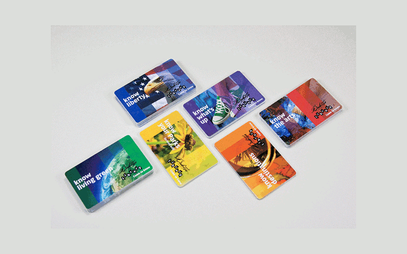 set of credit cards with funky designs
