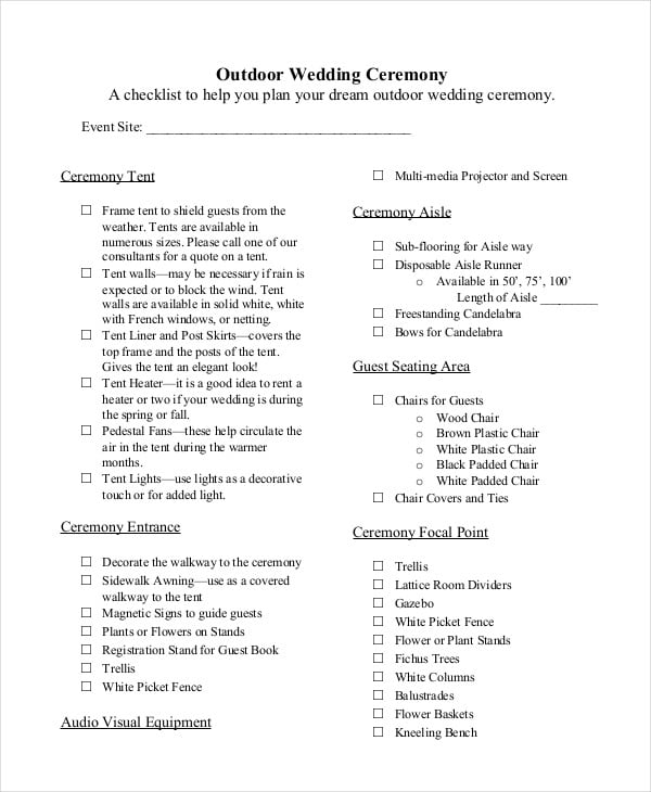 Simple Wedding Checklist - 27+ Free Word, PDF Documents ...