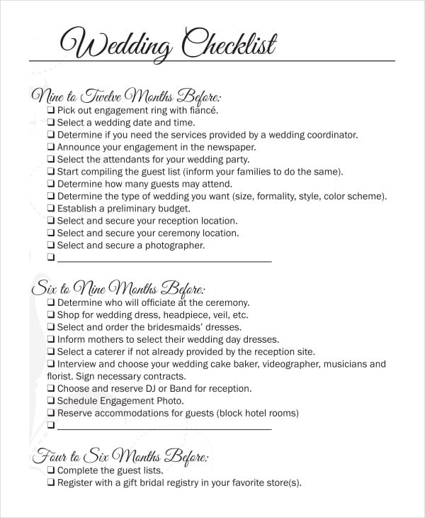 free printable wedding checklist pdf