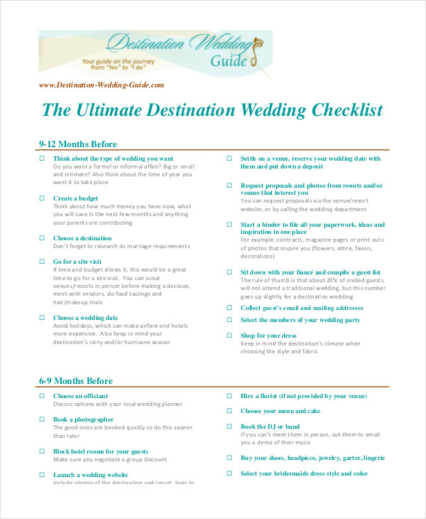 18 wedding checklist templates free pdf doc format