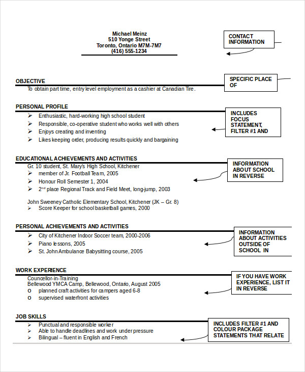 student resume format