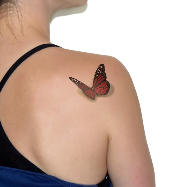 3d red butterfly tattoo