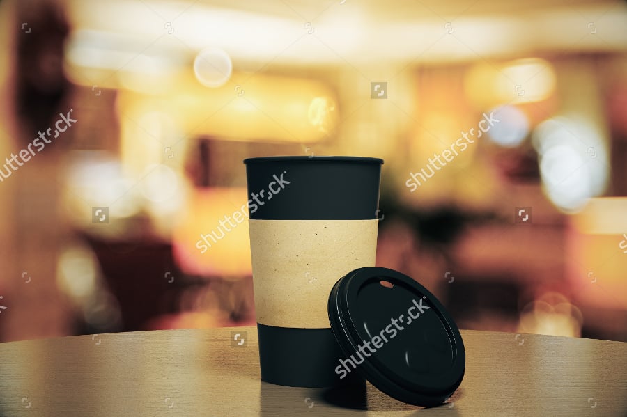 coffee cup mockup with blurred background
