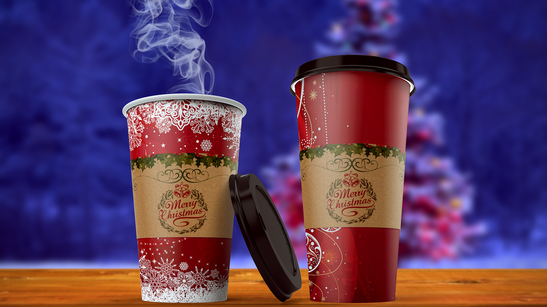 Hand Lettered Merry Christmas Scroll Clear Plastic Cups