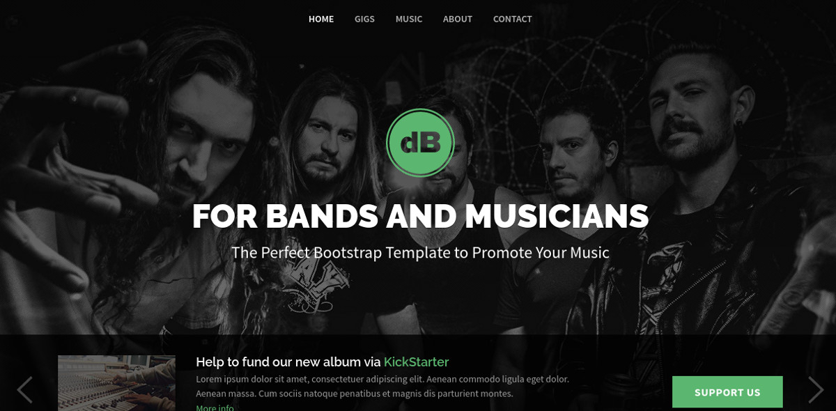 design band musician website theme